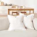 Luxurious Velvet Euro Shams Decorative Throw Pillow Covers 26x26 Set of 2 Solid Square Euro Pillow Shams for Sofa Couch Bedroom, Ivory White (26" x 26" (Pack of 2))