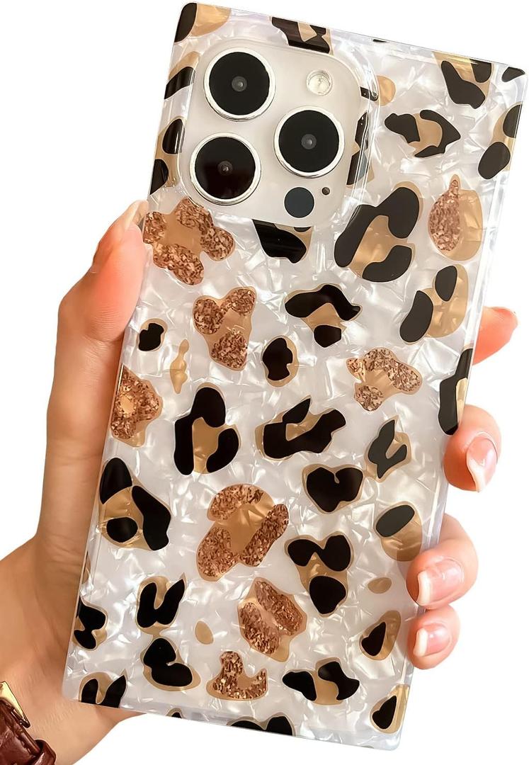 BANAILOA Compatible with iPhone 14 Pro Case Rectangle,Cute Case Cheetah Print Soft Silicone Protective Girly Case Cover for 14 Pro - 6.1 inch (Leopard)