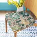 Magpie Fabrics 17"x16"x2" U-Shape Chair Cushions with Ties 2 Count, Outdoor Indoor Waterproof All Weather Seat Pads Decoration for Patio Garden Dining Office - Green Floral