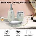 Exquisite Silver Glass Sequins Resin Bathroom Accessory Set,4 Pcs - Soap Dish,Lotion Dispenser,Toothbrush Cup,Toilet Brush & Holder,Modern Luxury Bathroom Set