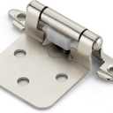 Home Expert 4 Pack (2 Pairs) Brushed Nickel Cabinet Hinges for Kitchen Doors, Self-Closing, 1/2 Inch Overlay (Variable), Semi-Concealed Face Frame, Surface Mount Cabinet Hardware, Silver