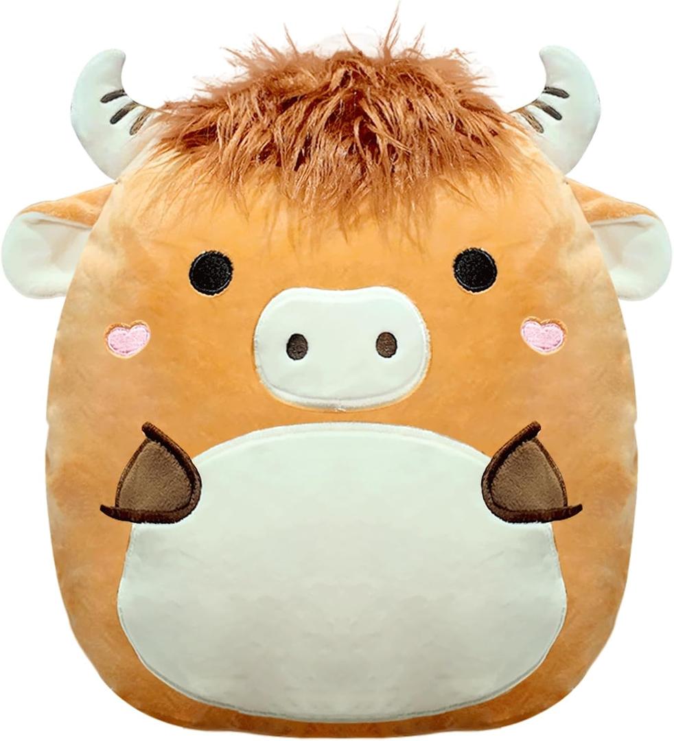 Highland Cows Plush Pillow 14'' Cute Highland Cow Stuffed Plushies Toys Soft Fluffy Cow Plush Pillow for Birthdays Day Valentines Day Gift