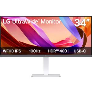 LG 34U530A-W 34-inch UltraWide WFHD (2560 x 1080) IPS Wide Computer Monitor, 100Hz, VESA DisplayHDR 400, HDMI, DisplayPort, USB Type-C, Tilt/Height/Swivel Stand, White