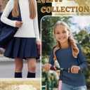 3 Pack Girls Long Sleeve Shirts Ribbed Knit Cotton Layering Tops Slim Fit Crewneck Casual Undershirts, 11-12 Years