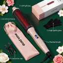 Infrared Thermal Brush 2-in-1 Curling Straightening Round Brush 1.5 Inch Heated Round Brush 6 Heat Settings Dual Voltage Styler Sleek Shiny Results Salon Styler Women Gifts Pink