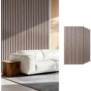 Acoustic Wall Panel - Walnut Wood Slat Soundproof Panel for Interior Wall Decor, 47.2" x 23.6", Modern Design