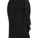 Memoriesea Women's Elegant High Split Ruched Bodycon Mermaid Evening Cocktail Maxi Dress (Black, XL)
