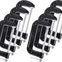 8 Pcs C Clamp 6 Inch Heavy Duty Steel C Clamp Set Cast Iron Frame Sliding T-Handle More Stability Massive Clamps for Woodworking, Welding, Building, Automotive Applications (Black)