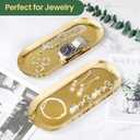2PACK Gold Decorative Tray, Bathroom Vanity Tray for Dresser Counter, Stainless Steel Jewelry Dish Tray for Decor, Perfume Ring Key Candle Organizer Tray, Oval