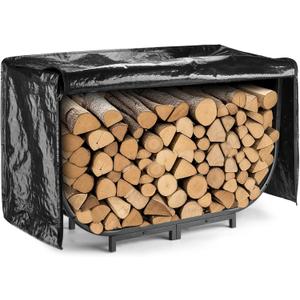 facka 40 Inch Heavy Duty Firewood Rack Outdoor with Cover, Waterproof Log Storage for Fireplace, Indoor & Outdoor Metal Wood Holder, Rustproof