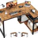 Casaottima L Shaped Computer Desk, 40 Inch Small Corner Desk with Storage Shelves & PC Stand, Reversible Gaming Desk for Bedroom, Modern Writing Study Table for Home Office, Vintage