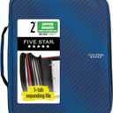 Five Star Zipper Binder, 2 Inch 3-Ring Binder with Round Rings, 5-Tab Expanding File, 380 Sheet Capacity, Cobalt Blue (72534)