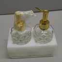 Clear Glass Soap Dispenser with Gold Plastic Pump, 2 Pack 12oz Diamond Hand Soap Dispenser, Refillable Lotion Dispenser & Dish Bathroom Dispenser for Liquid, Shower Gel