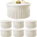 6 Pack Ivory Spandex Round Tablecloths for 72inch Table, Wrinkle Free 132in Stretchy Fitted 6ft Round Table Cloths Covers with Skirt for Wedding Birthday Parties Banquet Events