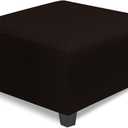NeColor Life Square Ottoman Cover Large, Stretch Square Ottoman Covers Slipcover, Knitted Jacquard Cover for Storage Stool, Footstool Protection for Living Room, Dark Brown (L Length&Width:35-44",Height:14-20")