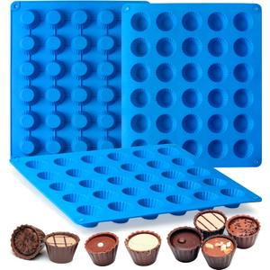 Sidosir 3pcs Peanut Butter Cup Mold, Silicone Mini Tart Pan for Bite Size Fat Bombs, Silicone Chocolate Candy Mold for Brownie (Bite Size Cup)