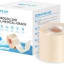 Hydrocolloid Bandages for Wound Care, Medical-Grade Hydrocolloid Roll with Self-Adhesive, Ultra Absorbent, Flexible & Waterproof, Cut-to-Size First Aid Kit Essential (2in*16ft) (Extra Large)