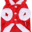 POPETPOP Dog Deer Costume Christmas Dog Costume : Flannel Reindeer Xmas Clothes with Elk Antlers Christmas Hoodies Outfit for Small s(XS)