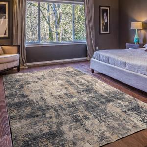 Area Rug 57, Large Vintage Boho Rug,Ultra-Soft Low Pile, Washable, Non Slip,Stain Resistant, Carpet for Living Room Bedrooms Playroom Office Kitchen,Tan/Coffee