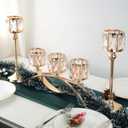 KEHAIL 3 Arms Crystal Candle Holders, Arch Candlestick Table Candelabras Centerpieces for Wedding, Dinning Room, Cabinet Ornaments, Home Decoration, Gift (3arm Arched Set, Gold)