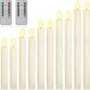 Rossesay 10 Pcs Flameless Taper Candles with Remote Battery Operated Taper Candles Include 6.5'' 7.7" 8.9" 10" 11.2" Fake LED Electric Candle Sticks for Valentine's Day Home Wedding Decor (Warm White)