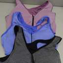 Women's Zipper Front Closure Sports Bra Racerback Yoga Bras (X-Large, 3 Pack: Purple Blue Grey)
