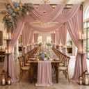 50ftx15ft Dusty Pink Backdrop Curtains for Parties, Wrinkle Free Polyester Dusty Pink Photo Backdrop Drapes 10 Panels 15 ft Long Back Drop Cloth for Wedding Birthday Photography Background Party, 5ftx15ft_10 Panels