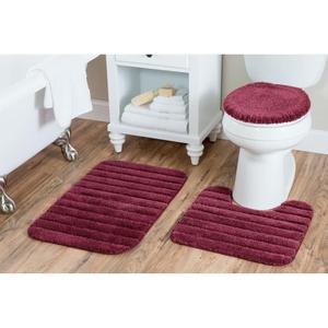 Baltic Linen Bellados Luxury Bath Rug, Cranberry, 3 Piece Set