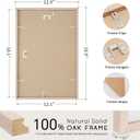 puthiac 12x18 Solid Oak Wood Picture Frame, Fits 8x12 with Mat or 12x18 Without Mat, Wall Display Only, Vertical or Horizontal, Plexi Front, 1 Pack, Natural Oak