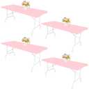 JALANCY 4 Pack Spandex Tablecloth Table Top Cap Cover Washable Elastic Rectangle Tablecloth for 6 FT Folding Tables for Indoor Outdoor Party (72 x 30 Inches, Pink)