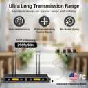 TONOR UHF Wireless Microphones System with Headset/Lavalier Lapel Mics, Bodypack Transmitter, Receiver, 4 * 10 Channels, 90 m/295ft Range for Live Singing Karaoke Church Party DJ, 4 Bodypack Mics