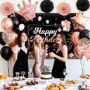 15th Birthday Decorations for Girls, Rose Gold 15 Birthday Party Packs (55pcs), Number 15 Balloons Fiol, Hanging Swirl Flags, Backdrop, Cake Toppers for Girls 15th Birthday