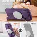 SURITCH for iPhone 17 Pro Case with Camera Control Cover, Camera Cover and Adjustable Kickstand, Compatible with MagSafe, Shockproof Bumper Protective Cases 6.3 Inch, Dark Purple