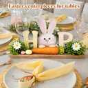 Easter Table Decorations, Wooden Bunny Tabletop Decor with HOP Sign, Rustic Farmhouse Table Centerpiece, Spring Decorations for Home, Easter Bunny Home Decor for Tiered Tray, Mantel, Shelf, Entryway & office