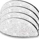 4Pcs 3" Bling Drawer Pulls Flat Cup Pull, Zinc Alloy Handmade Crystal Decoration Knobs Shell Ear Like Handles with Screws for Home Kitchen Bathroom Office Cabinet Dresser Bin Hardware (White)