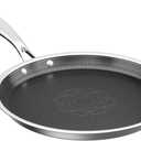 COOKER KING 9.5" Round Griddle Pan, 3-Ply Hybrid Stainless Steel Crepe Pan with Stay-Cool Handle, Non Stick & Non Toxic for Pancake, Eggs, All Stovetop & Induction Compatible, Oven & Dishwasher Safe