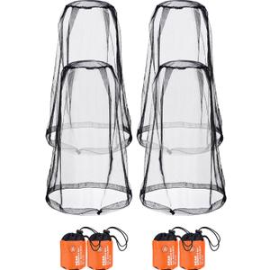 HESTYA 4 Pack Mosquito Head Net Face Mesh Protecting Net for Outdoor Hiking Camping Climbing Mosquito Fly Insects Preventing(Black)