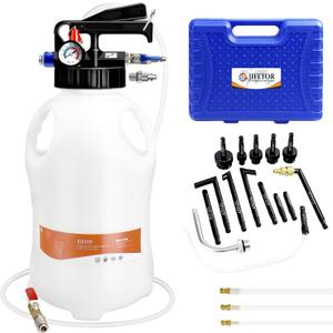 JIFETOR Transmission Fluid Pump Pneumatic Extractor and Dispenser Tool Kit, 10L ATF Fill and Evacuator Oil Can Set with 15PCS ATF Adapters 3PCS 1M Hose for Gear Oil Garage and Shop Fluid Transfer