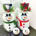 Christmas Face Rub on Transfers Decals Stickers for Crafts Ornaments Large 5 Inch Vinyl Snowman Faces Eyes Pitcher Transparent Decal for Ornaments Glass Drinking Cups Wood Balls (Cute72)