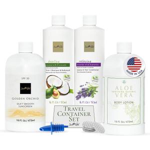 Smuggs Jugs CRUISE SHIP ESSENTIALS Alcohol Smuggling Kit Hidden Flasks for Liquor Empty Shampoo Bottles Leakproof Undetectable Travel Flasks 4 Bottles - 4x17.3 oz Capacity Rum Runners for Cruise