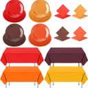 Yungyan 148 Pcs Fall Party Table Decorations Set Thanksgiving Plastic Rectangle Tablecloth Disposable Paper Plates and Napkins Kits for Autumn Harvest Orange Festival Party Table Supplies