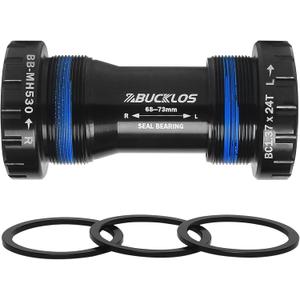 BUCKLOS Threaded/PressFit/Dub Bottom Bracket BSA 68-73mm/86-92mm -Ceramic/Steel Bearings (Black/Red)
