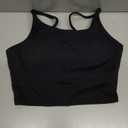 Women's Strappy Stretch Sports Bra Longline Yoga Tank Top Fitness Bra Workout Camisole Crop Tops for Teen Girl (Black), S