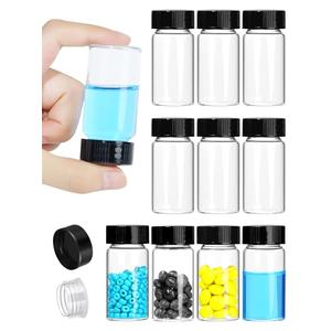 20ml Clear Small Glass Vials with Screw Caps, Small Vials for Essential Oil, Leak-Proof Sample Vials with Lids 5 pcs