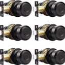 Probrico 6 Pack Passage Door Knobs, Oil Rubbed Bronze Door Knob, Hallway/Closet Lockset, Cylindrical Shape Knobs Keyless Door Lock