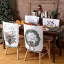 6 Pcs Winter Wonderland Chair Covers Hello Winter Chair Back Covers Frost Pine Tree Deer Chair Protector Slipcovers Washable Dining Room Seat Covers Winter Decor for Home Hotel Kitchen Indoor