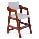 Ezebaby Wooden High Chair for Toddlers to Teens, Adjustable Kids Study & Dining Chair with Steps and Removable Cushion (Nut-Brown)