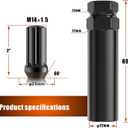 Gaemi M14x1.5 Spline Lug Nuts,24 PCS Black Wheel Lug Nuts with Socket Key,2 inches Length with Cone Seat for Aftermarket Wheels