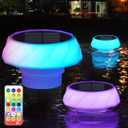 Pool Chlorine Floater 2 Pack with Solar Colorful Lights, Floating Dispenser Fits 2x3 Tablets(Tablets NOT Included), Bromine Holder for Hot Tub Pool Spa Party Decoration
