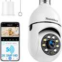 2K/3MP Light Bulb Security Camera, 5G& 2.4GHz WiFi Alexa E27 360 Light Socket Camera for Outdoor, Wireless WiFi Home IP Camera with Motion Tracking Alarm, Color Night Vision,Two-Way Talk